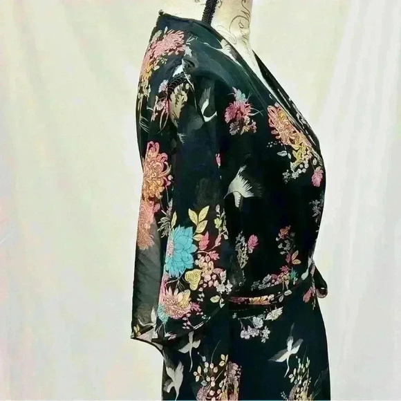Lulus Sweet Bouquet Black Floral Print Wrap Maxi Dress Size Small - Picture 7 of 12